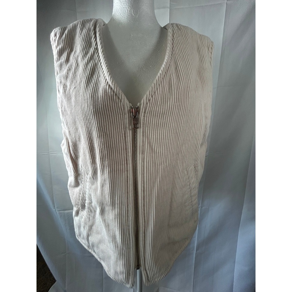 Tna Corduroy Zip Up Vest Cream 2XS Puffer Style Pockets Lightweight Casual